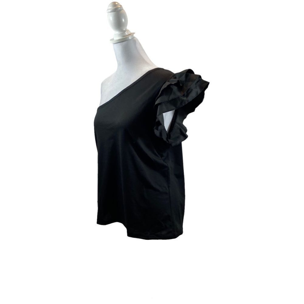 New without Tags Black One Shoulder Ruffle Blouse Size Small